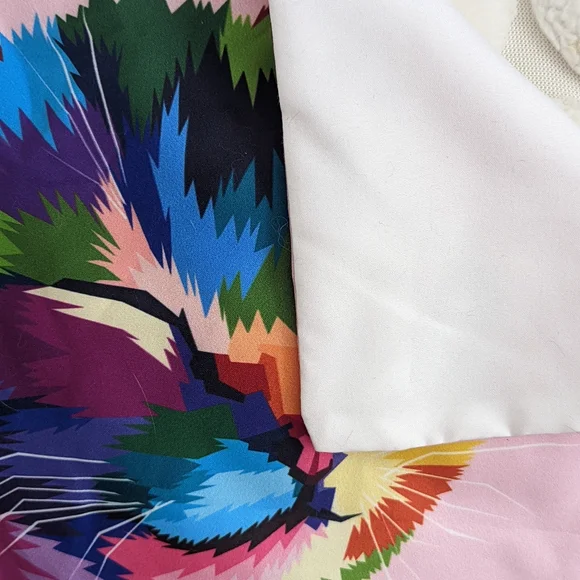 Kitty Cat Design Multi Color Colorful Accent Pillowcase Zippered Cover - Picture 4 of 6